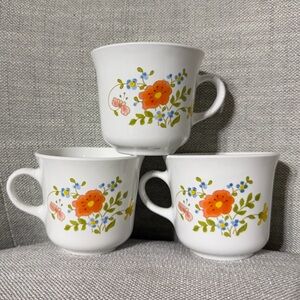 3 Vintage Corning Corelle Wildflower Coffee Tea Cups